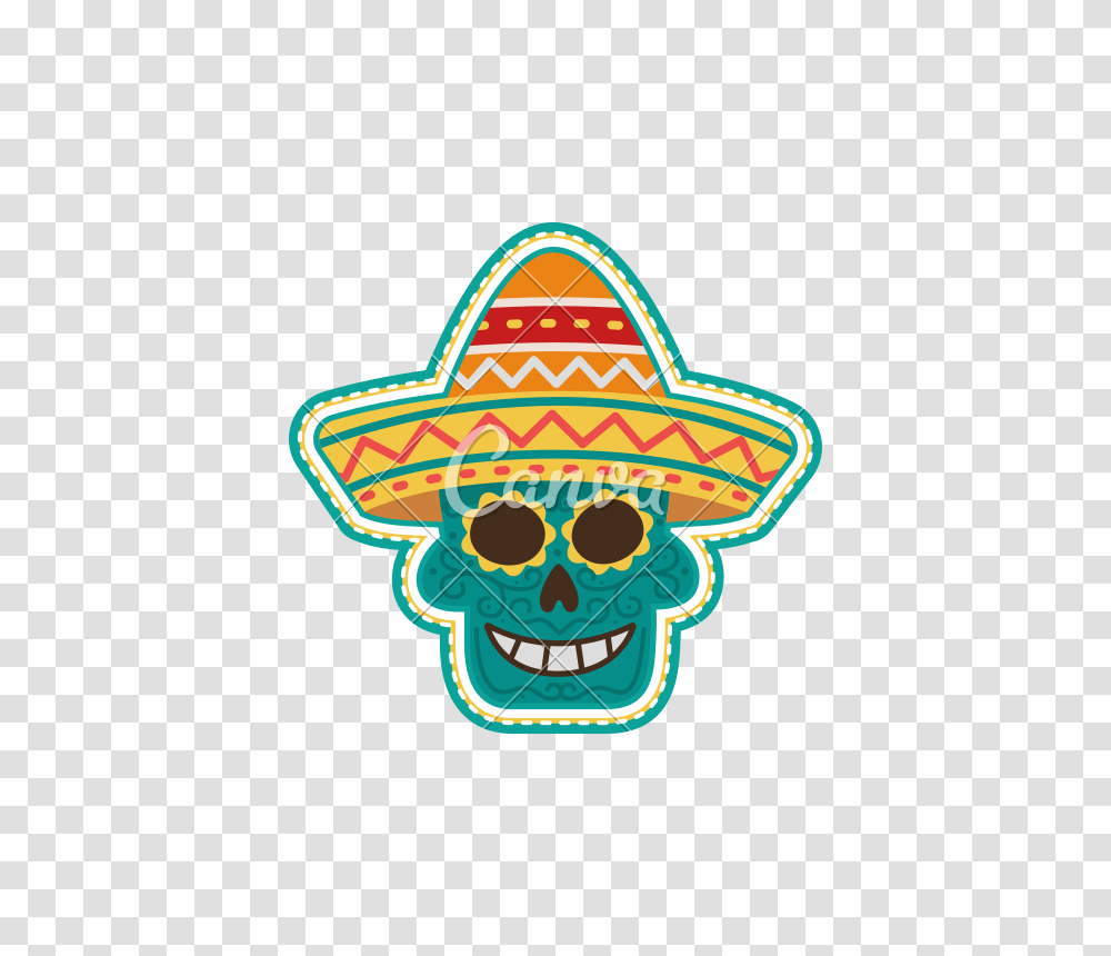Day Of The Dead Skull Icon, Apparel, Sombrero, Hat Transparent Png