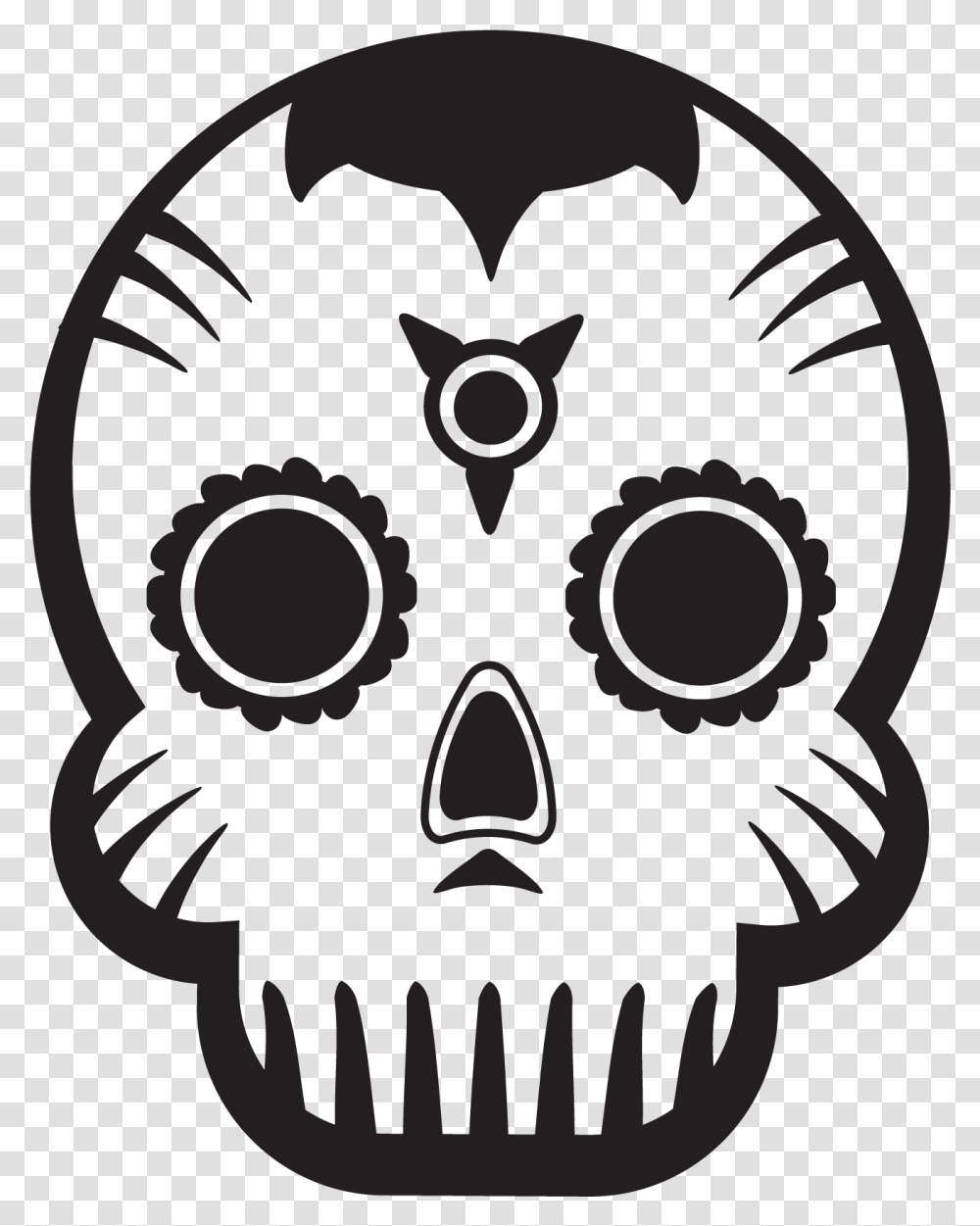 Day Of The Dead Skulls Skull Simple Day Of The Dead, Mask, Building, Stencil Transparent Png