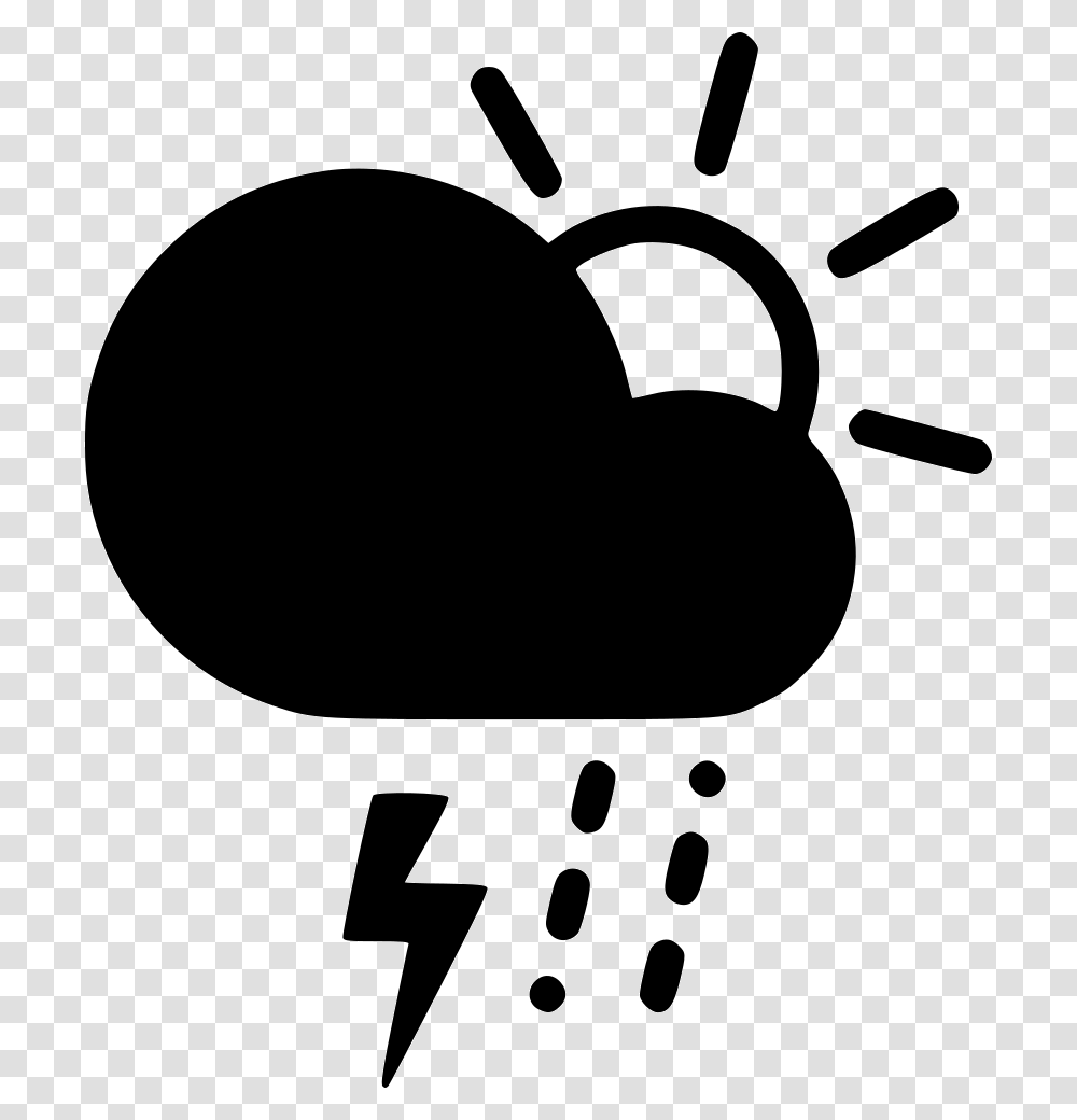 Day Sleet Storm Cloud Lightning Rain Sun Sun And Wind Icon, Stencil, Electronics, Number Transparent Png