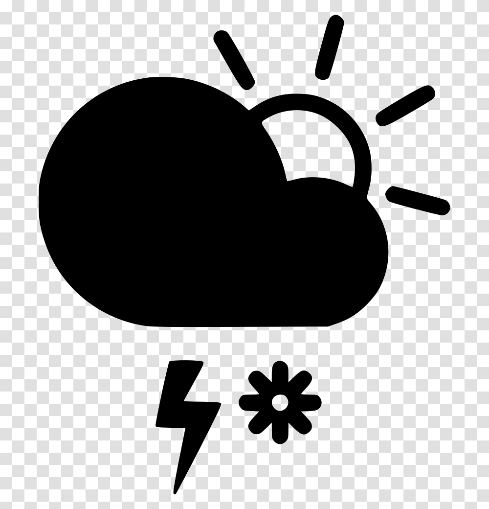 Day Snow Storm Cloud Lightning Sun Comments Sun And Wind Icon, Stencil, Electronics, Headphones Transparent Png