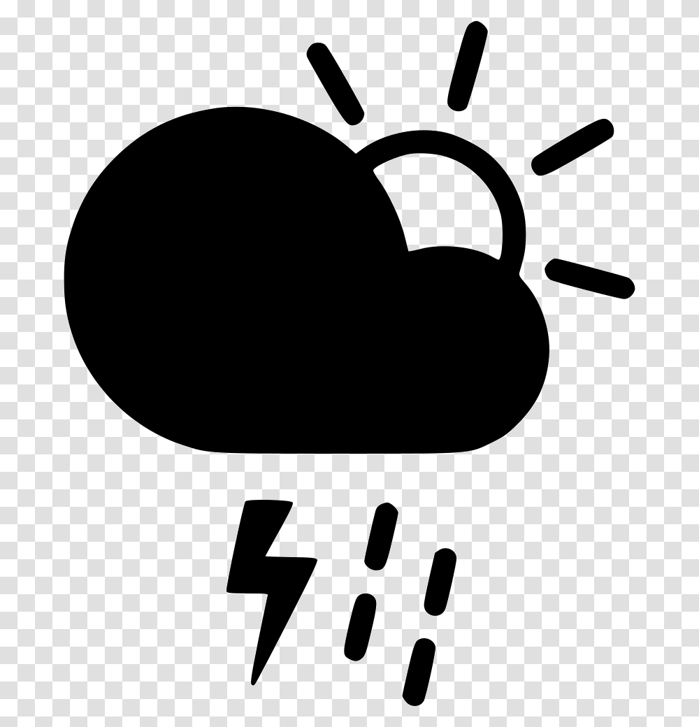 Day Thunderstorm Cloud Lightning Rain Shower Sun Cloud Wind Icons, Stencil, Electronics, Silhouette Transparent Png