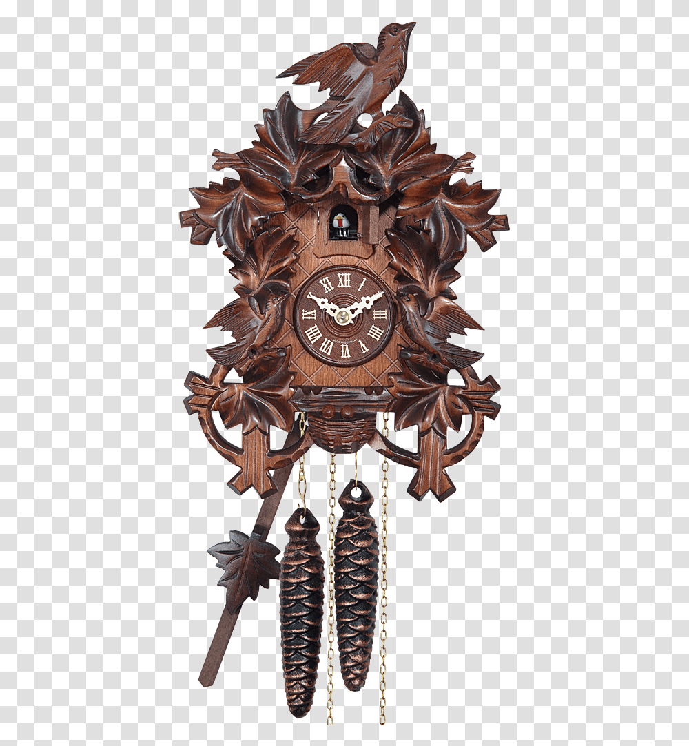 Day Traditional With 6 Leaves Amp Birds Cuckoo Clock, Analog Clock, Clock Tower, Architecture, Building Transparent Png