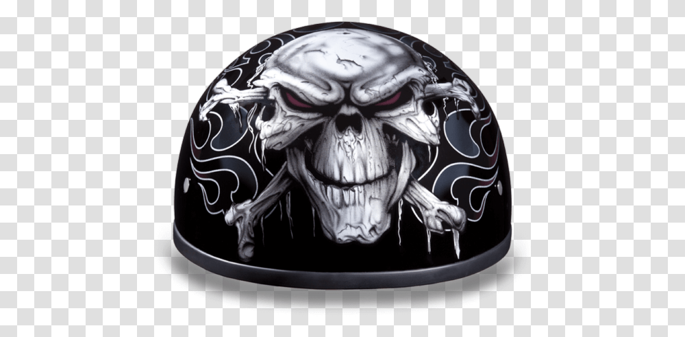Daytona Mens Skull And Crossbones Dot Skull Cap Motorcycle Skull And Crossbones, Apparel, Crash Helmet, X-Ray Transparent Png