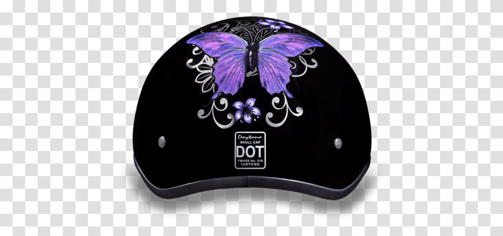 Daytona Women Purple Butterfly Dot Skull Cap Motorcycle Butterfly Purple On Helmet, Apparel, Crash Helmet Transparent Png