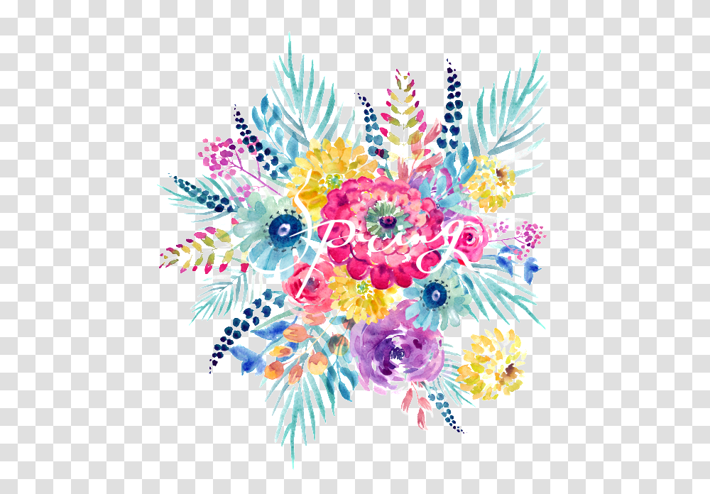 Dazzling Flower Bushes With Material Watercolor Painting, Floral Design, Pattern Transparent Png