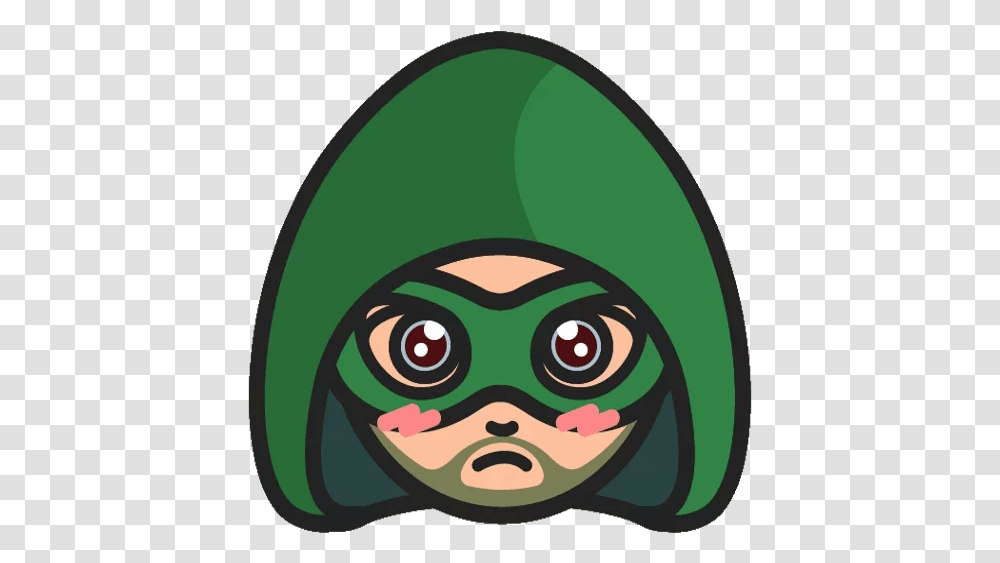 Dc Chibi Green Arrow Sticker Fictional Character, Face, Angry Birds, Clothing, Apparel Transparent Png