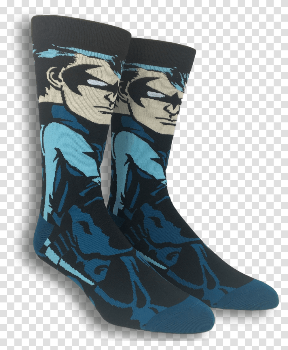 Dc Comics Nightwing 360 Superhero Socks Sock, Clothing, Apparel, Footwear, Cowboy Boot Transparent Png