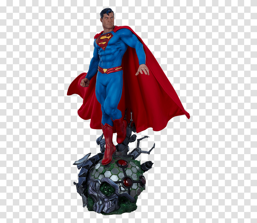 Dc Comics Superman Premium Figure Superman Premium Format Statue, Clothing, Apparel, Cape, Person Transparent Png
