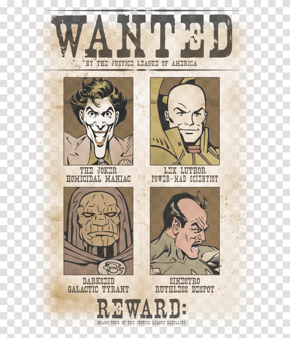 Dc Comics Wanted Poster Juniors T Shirt Wanted Poster, Book, Person, Human, Advertisement Transparent Png