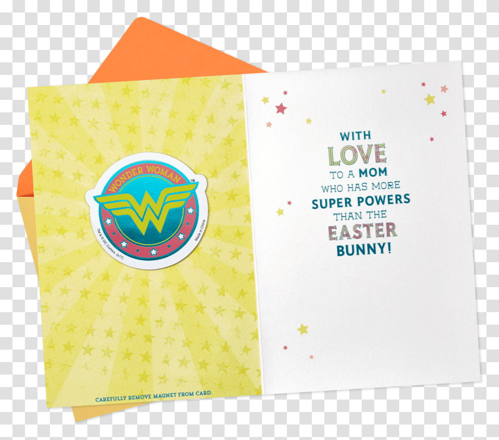 Dc Comics Wonder Woman Easter Card With Magnet For Diana Prince Wonder Woman, Book, Paper, Flyer Transparent Png