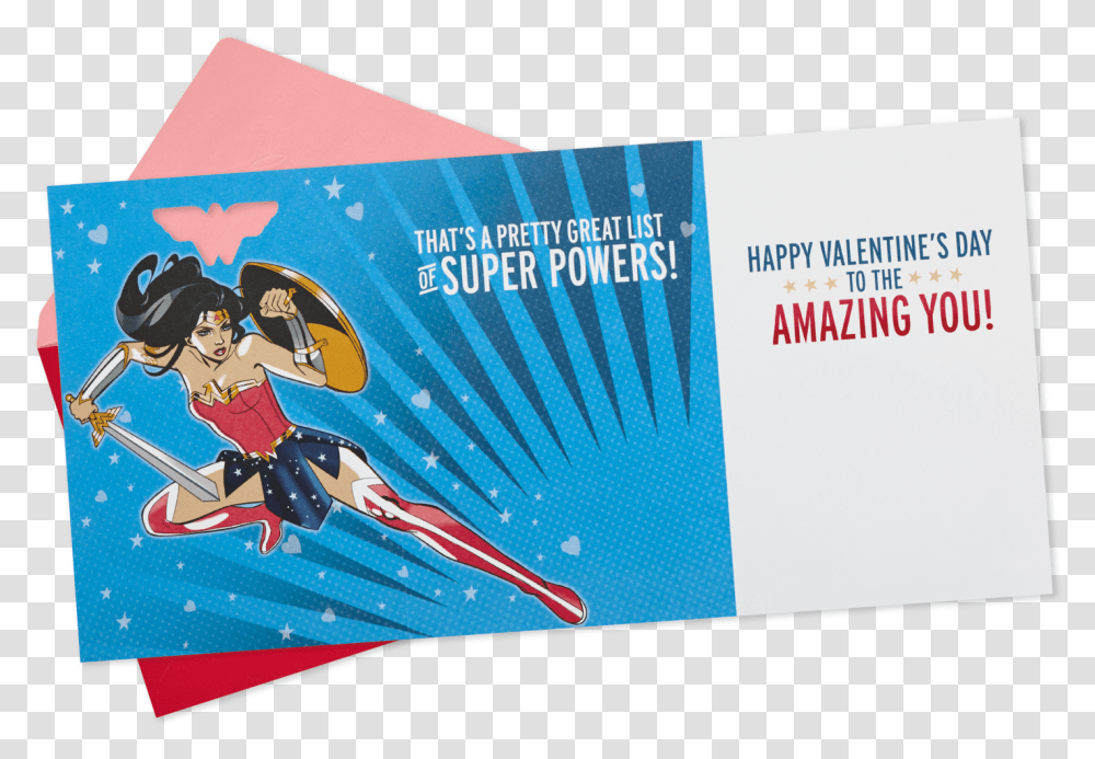 Dc Comics Wonder Woman Valentine's Day Card With Illustration, Flyer, Poster, Paper, Advertisement Transparent Png