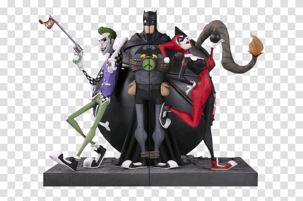 Dc Gallery The Joker And Harley Quinn Bookends, Toy, Batman, Person, Human Transparent Png