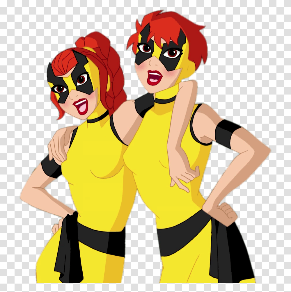 Dc Super Hero Girls Double Dare Twins Cartoon, Performer, Person, Costume, Crowd Transparent Png