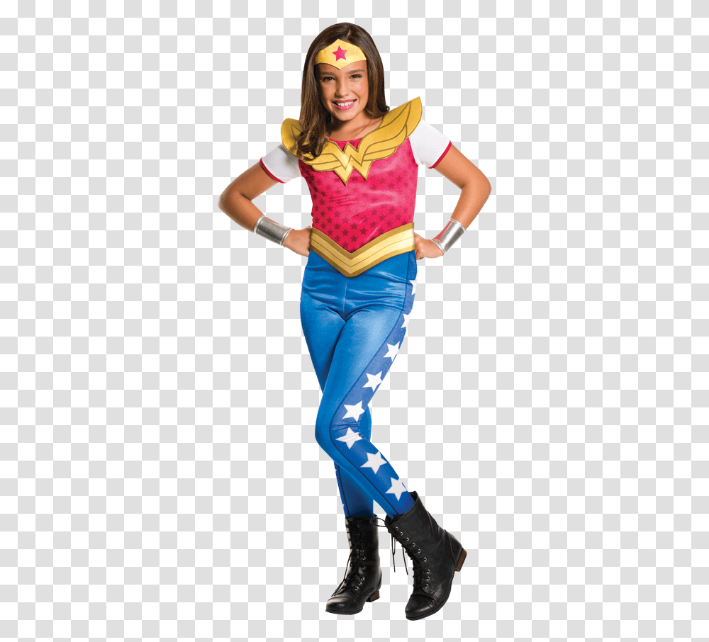 Dc Superhero Girls Wonder Woman Costume Hero And Villain Costumes, Person, Human, Spandex, Shoe Transparent Png