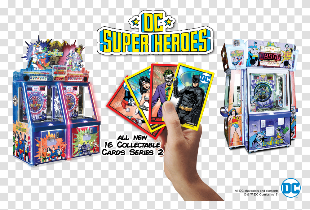Dc Superheroes Series 2 Cards Dc Arcade Card Game, Arcade Game Machine, Person, Human, Flyer Transparent Png