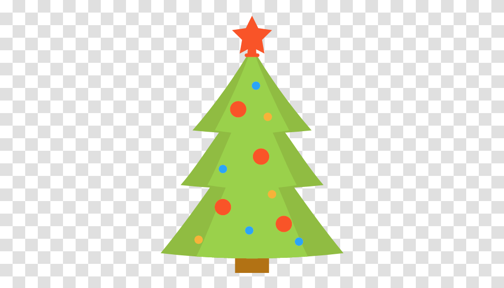 De 3 Flat Color Christmas Tree Icon, Plant, Ornament, Star Symbol, Cross Transparent Png