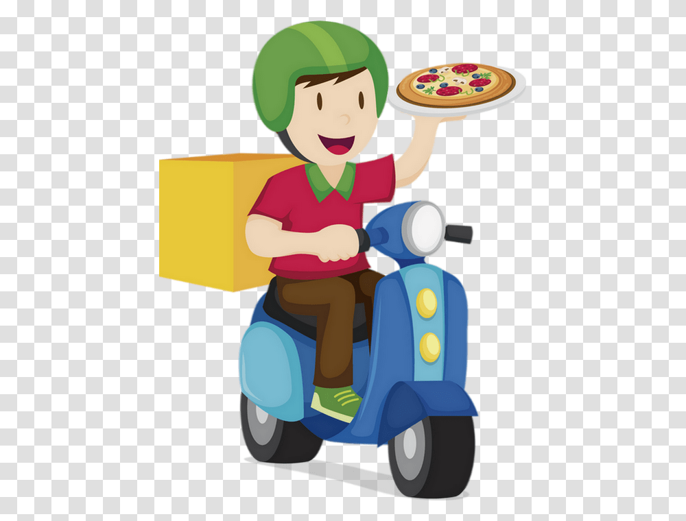 De Entregador De Pizza Imagem Em Formato Entregador De Pizza, Toy, Vehicle, Transportation, Motorcycle Transparent Png