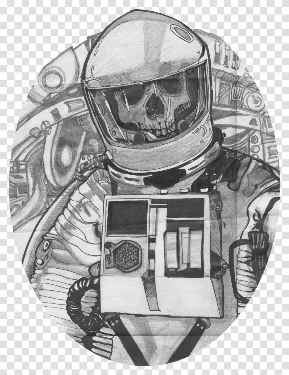 Dead Astronaut Skate Deck Dead Astronaut, Helmet, Clothing, Apparel, Drawing Transparent Png