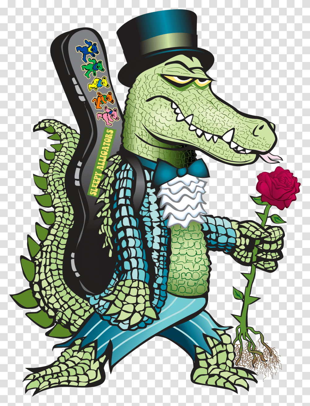 Dead Clipart Gator Alligator Grateful Dead Art, Animal, Rose, Flower, Plant Transparent Png