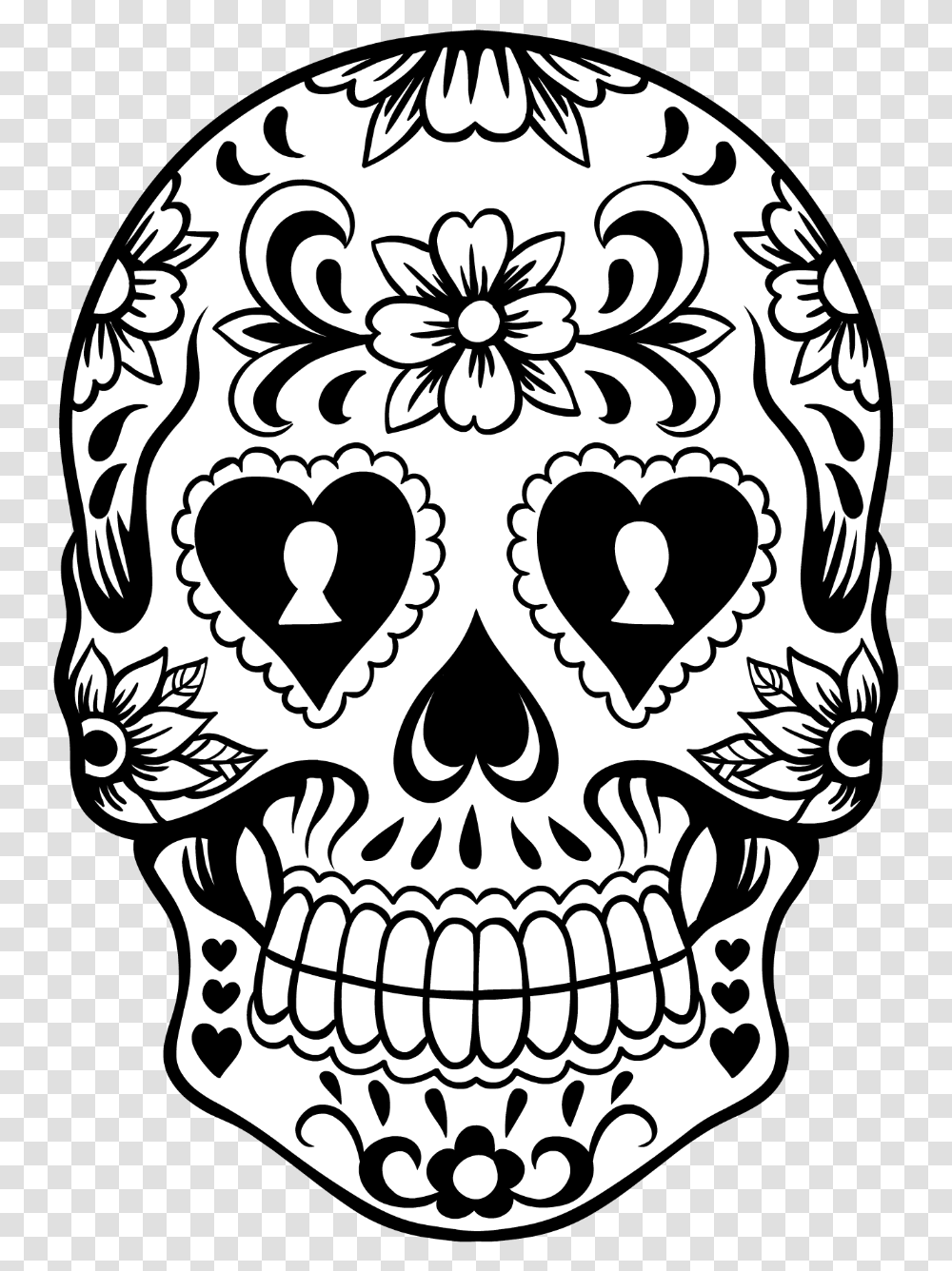 Dead Clipart Skull Drawing Sugar Skull Line Drawing, Doodle, Stencil, Pattern, Graphics Transparent Png