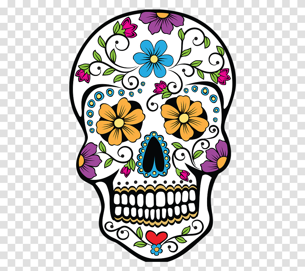 Dead Good Festival Mexican Folk Art Skull, Graphics, Floral Design, Pattern, Drawing Transparent Png