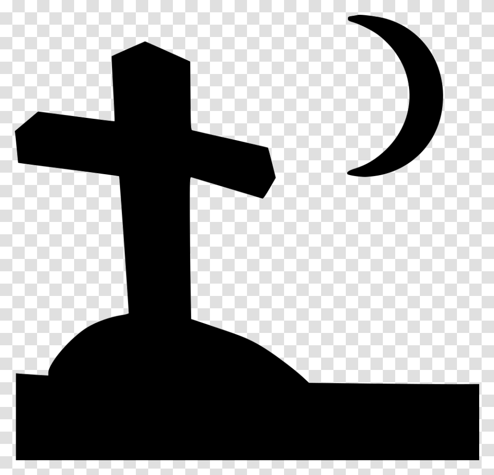 Dead Grave Cross Moon Halloween All Souls Day Icon, Silhouette, Crucifix Transparent Png