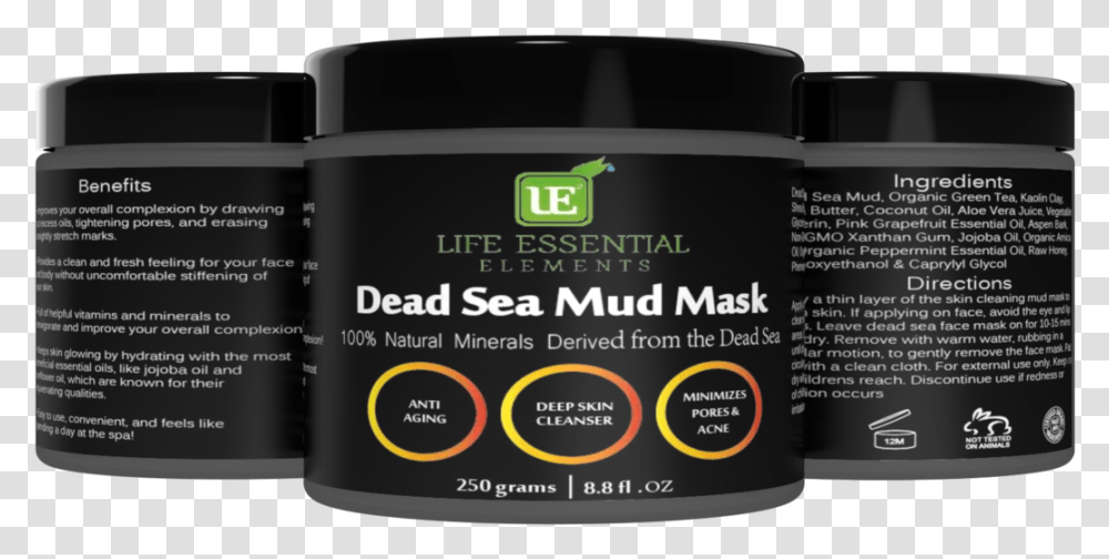 Dead Sea Mud Mask Box, Cosmetics, Bottle, Label Transparent Png