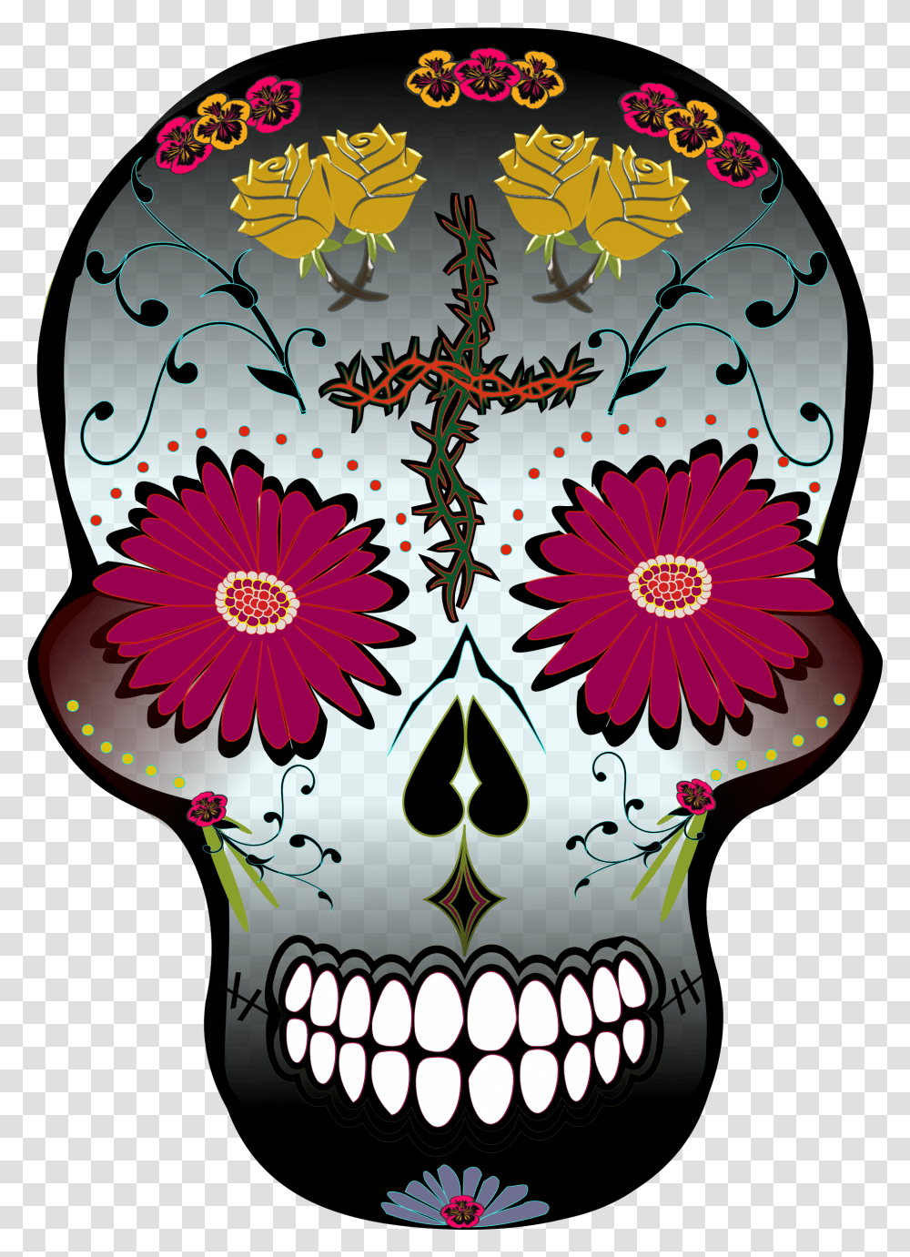Dead Traditional Flower Skull Day Of The Dead, Graphics, Art, Pattern, Floral Design Transparent Png