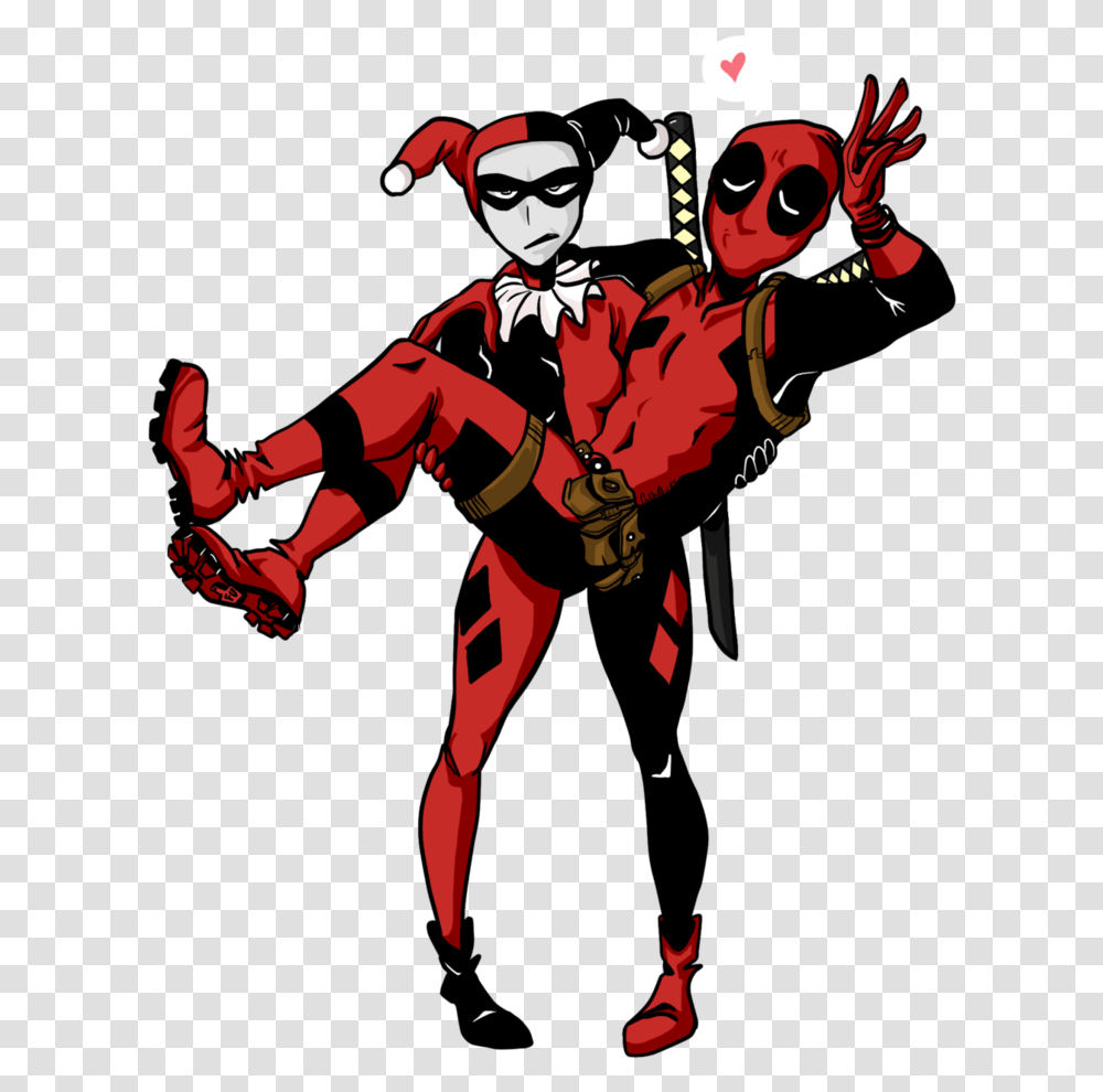 Deadpool And Harley By Cathou Booh Harley Quinn Deadpool, Person, Human, Ninja, Pirate Transparent Png