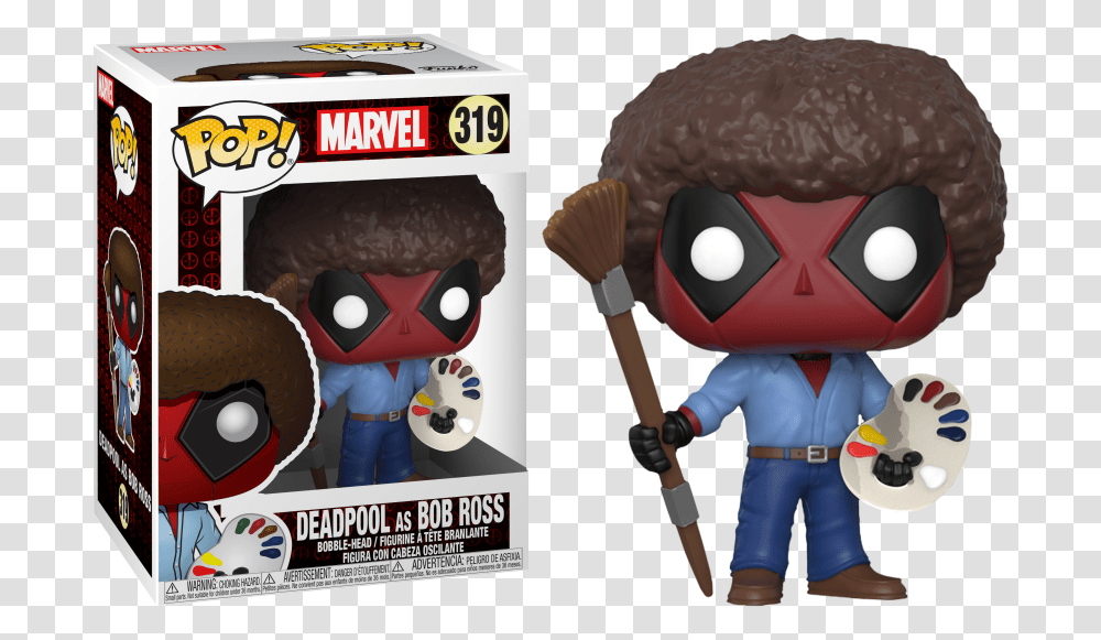 Deadpool Bob Ross Funko Pop, Person, Toy, People, Face Transparent Png