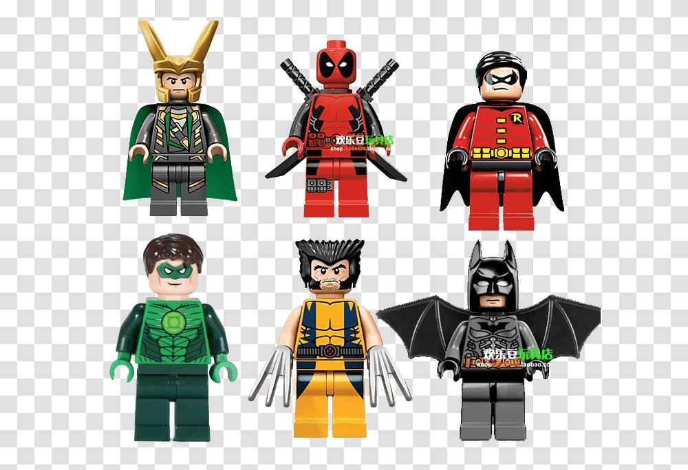 Deadpool Green Lantern Robin Wolverine Batman Minifigure Lego Clipart, Toy, Person, Human, Armor Transparent Png