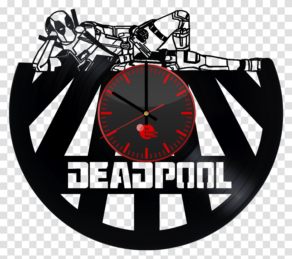 Deadpool Handmade Vinyl Record Wall Clock Fan Gift Deadpool Dxf Files, Wristwatch, Analog Clock, Clock Tower, Architecture Transparent Png