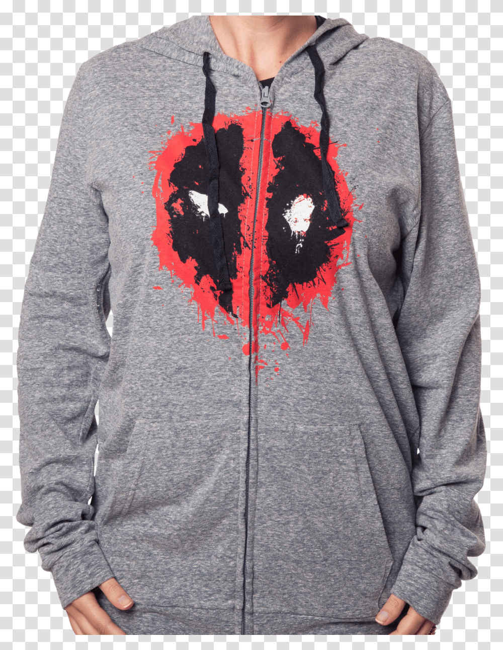 Deadpool Logo Zip Up Hoodie Hoodie, Clothing, Apparel, Sweater, Sweatshirt Transparent Png