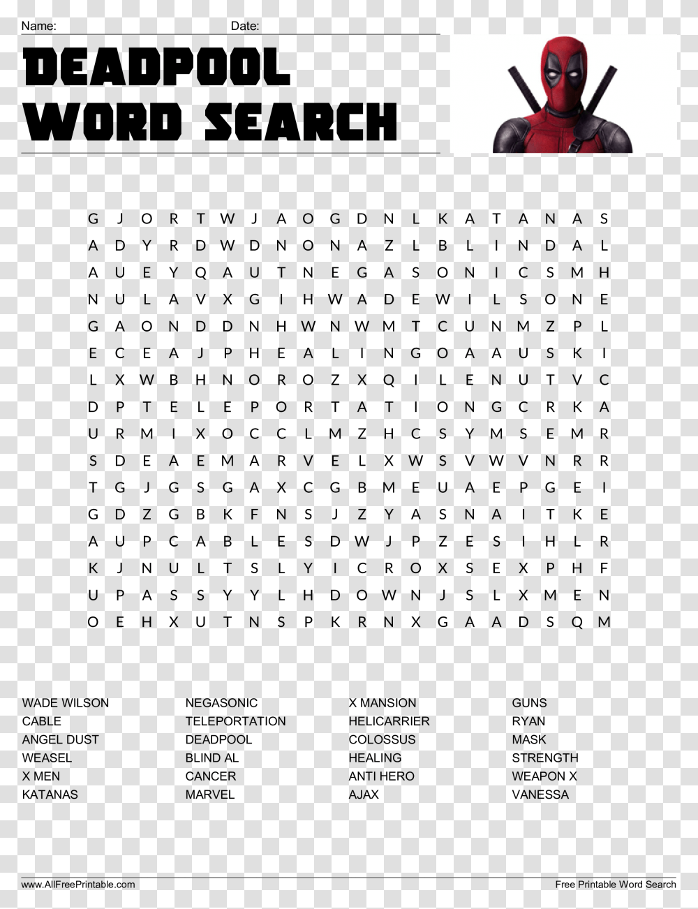 Deadpool Word Search Main Image Like Jesus Word Search, Person, Human, People, Outdoors Transparent Png
