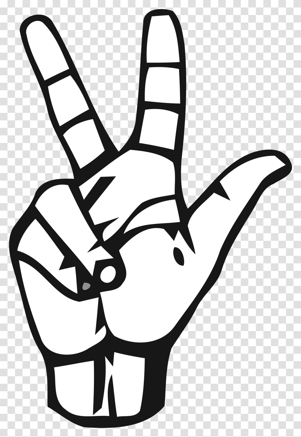 Deaf Alphabet Sign Language Number, Hand, Stencil, Hook Transparent Png