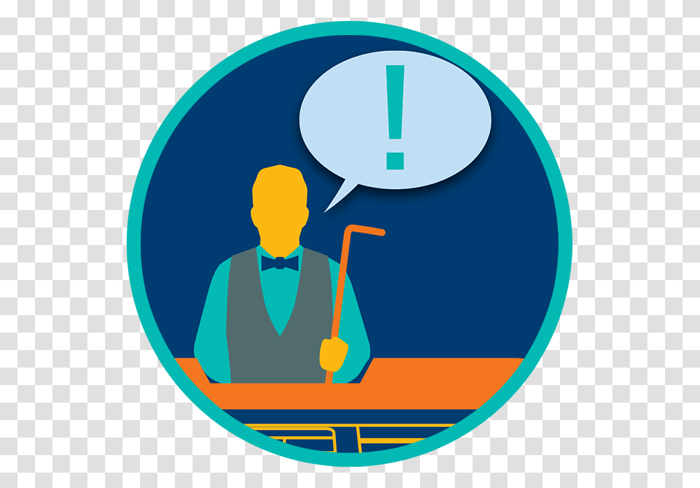 Dealer At A Table Holding A Stick With A Thought Bubble No 4 Commando Badge, Light Transparent Png