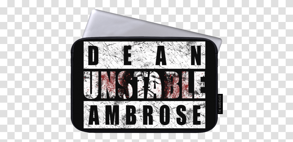 Dean Ambrose Printed Laptop Sleeves Graphic Design, Text, Scoreboard, Alphabet, Canopy Transparent Png