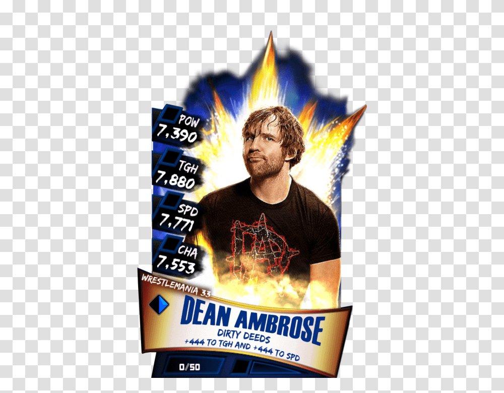 Dean Ambrose Wwe Supercard Season Debut Wwe Dean Wwe Supercard Alexa Bliss, Person, Advertisement, Poster, Flyer Transparent Png