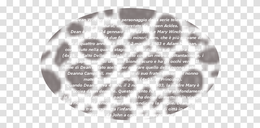 Dean Winchester Circle, Text, Word, Plot, Page Transparent Png