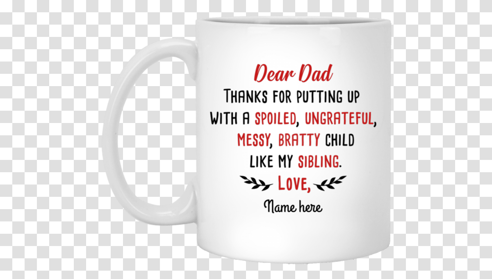 Dear Dad Thanks For My Sibling Personalized Coffee Winnie The Pooh Cute, Coffee Cup, Soil Transparent Png
