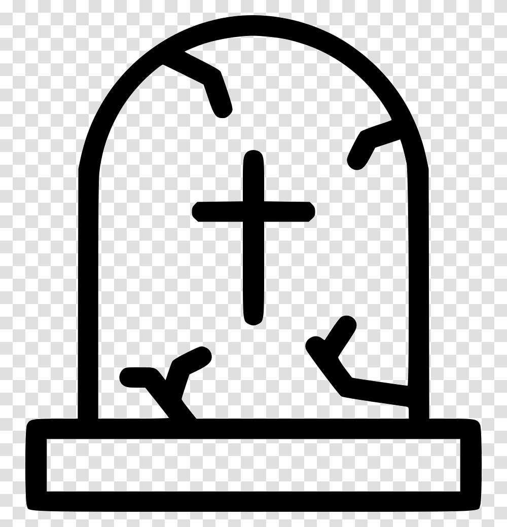 Death Funeral Grave Gravestone Graveyard Cross Icon Free, Stencil, Kneeling Transparent Png