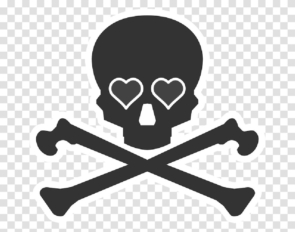 Death Heart Skull Skull And Crossbones Heart, Stencil, Hammer, Tool Transparent Png