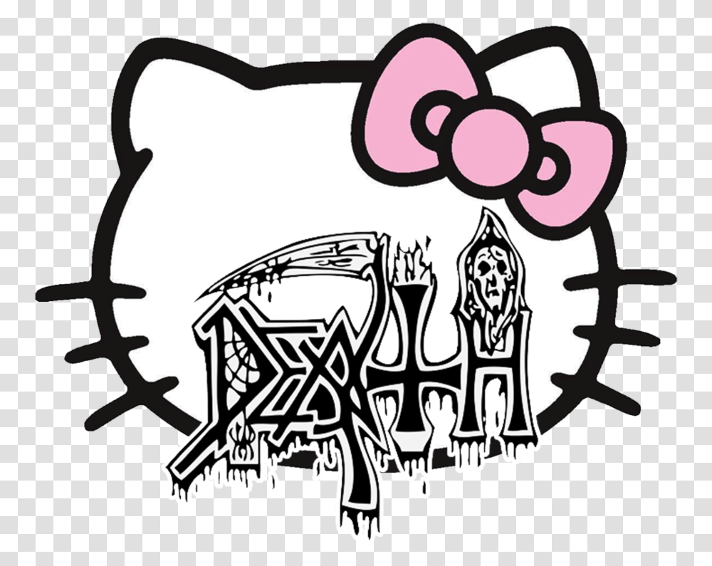 Death Hk Hello Kitty Sanrio Punk Goth Gothic, Pillow, Cushion, Label Transparent Png