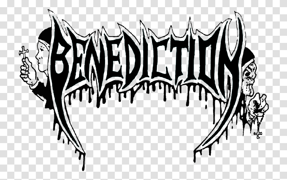 Death Metal Benediction Logo, Weapon, Weaponry, Text, Blade Transparent Png