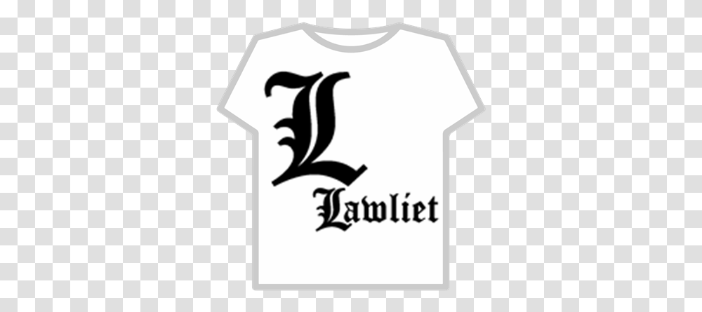 Death Note L Lawliet Ryuzaki L Roblox Emblem, Text, Clothing, Apparel, Number Transparent Png