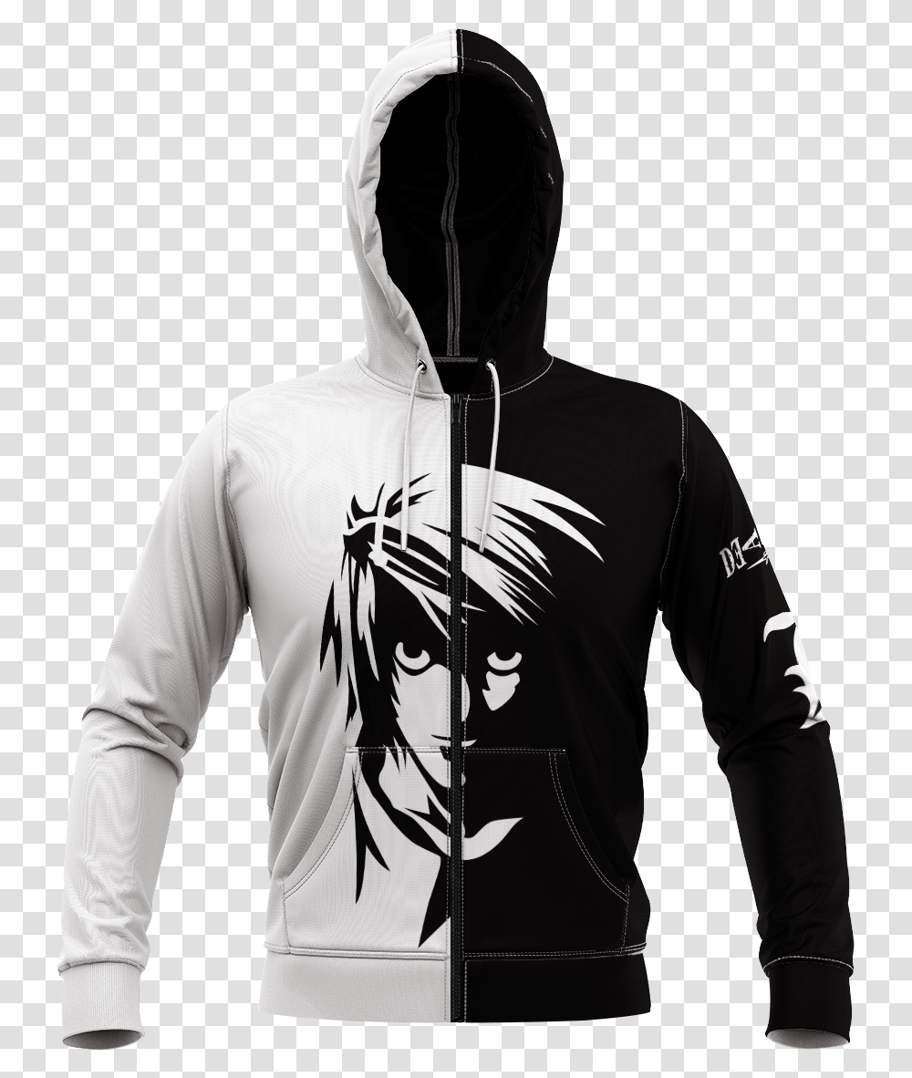 Death Note L Unisex Zipped Hoodie Hoodie, Clothing, Apparel, Sleeve, Sweatshirt Transparent Png