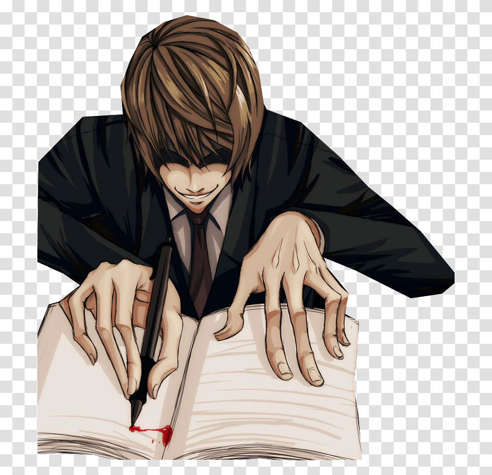 Death Note Light Light Writing In Death Note, Manga, Comics, Book, Person Transparent Png