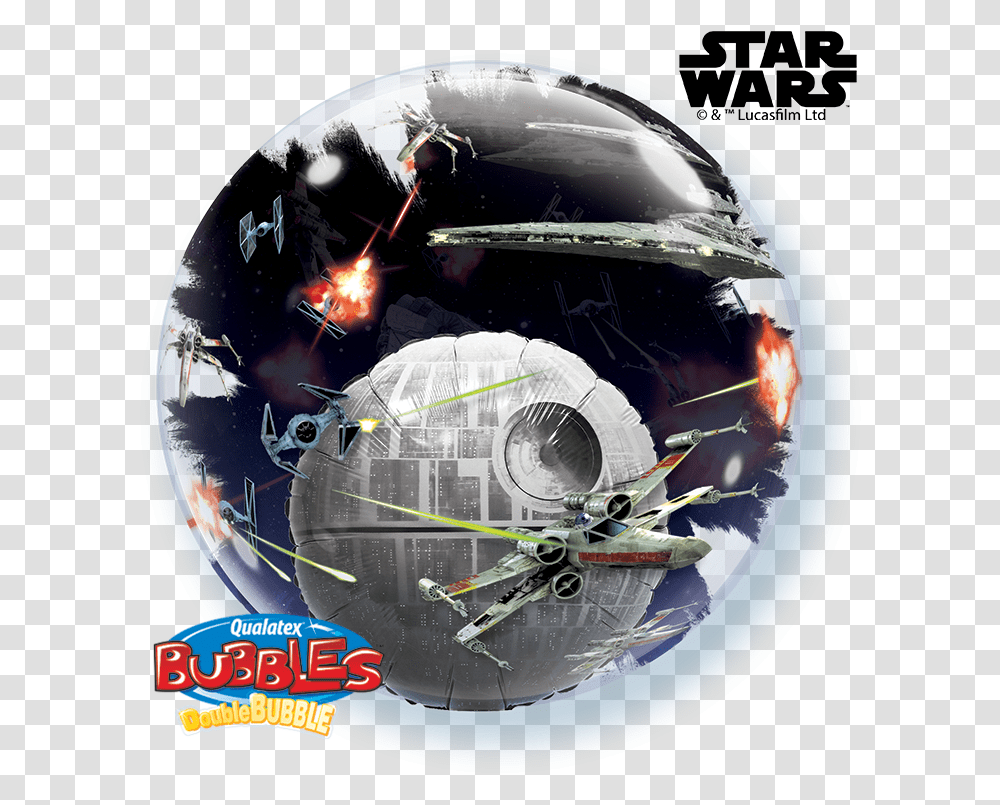 Death Star Double Bubble Balloon 24 1pc Bubble Balloons Star Wars, Helmet, Sphere, Machine, Steering Wheel Transparent Png