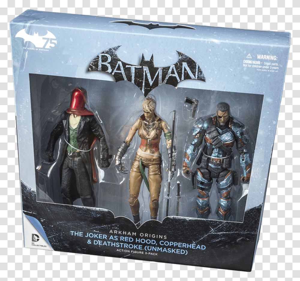 Deathstroke Batman Arkham Origins 3 Pack Toys, Poster, Advertisement, Person, Armor Transparent Png