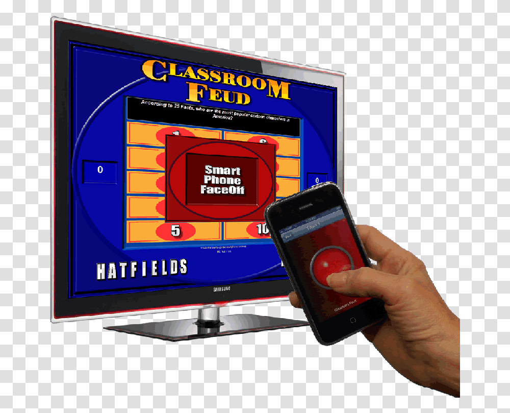 Dec Software Classroom Feud Family Feud Game Buzzer, Person, Human, Mobile Phone, Electronics Transparent Png